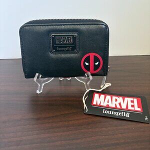 Marvel Loungefly Deadpool Metallic Cosplay Zip Around Coin Wallet New